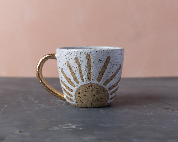 SUNRISE MUG - GOLD HANDLE - SPECKLED CLAY - S/M/L