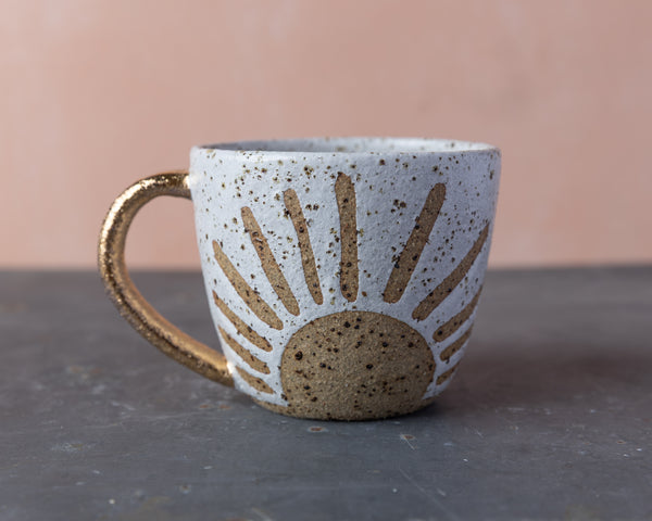 SUNRISE MUG - GOLD HANDLE - SPECKLED CLAY - S/M/L