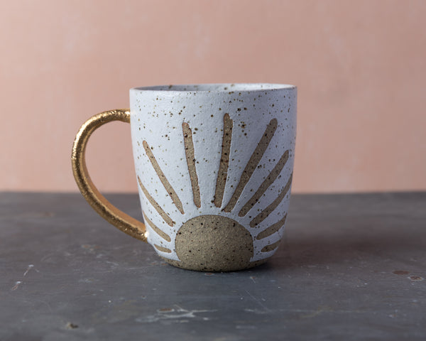 SUNRISE MUG - GOLD HANDLE - SPECKLED CLAY - S/M/L