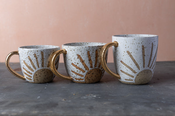 SUNRISE MUG - GOLD HANDLE - SPECKLED CLAY - S/M/L