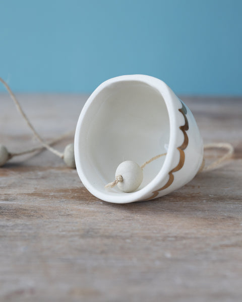 GOLD RAINBOW BELL - WHITE CLAY - CLEAR GLAZE