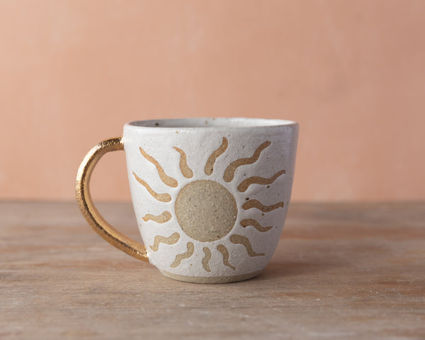 SOL MUG - GOLD HANDLE - SANDY CLAY - S/M/L