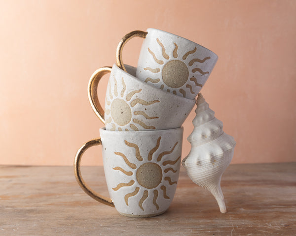 SOL MUG - GOLD HANDLE - SANDY CLAY - S/M/L