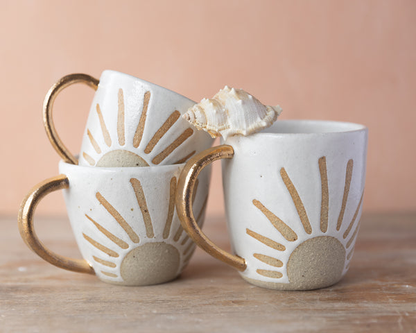 SUNRISE MUG - GOLD HANDLE - SANDY CLAY - S/M/L