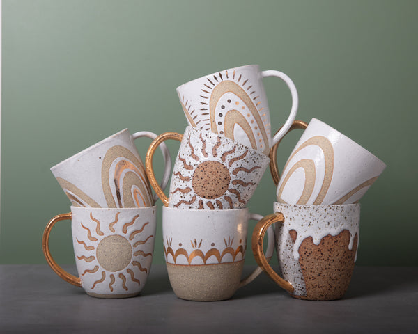 SOL MUG - GOLD HANDLE - SANDY CLAY - S/M/L