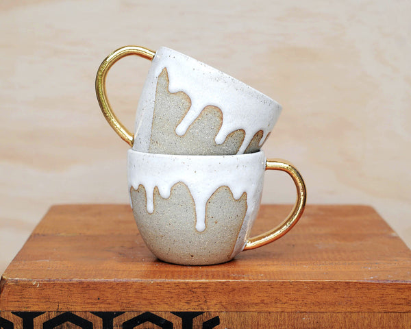 SEAFOAM MUG - GOLD HANDLE - SANDY CLAY - S/M/L