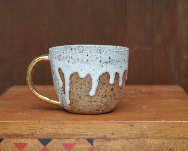 DRIBBLE MUG - SPECKLED CLAY - GOLD HANDLE - S/M/L