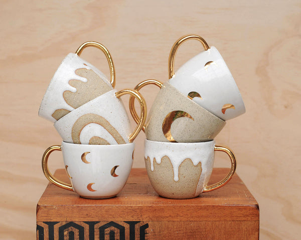 SEAFOAM MUG - GOLD HANDLE - SANDY CLAY - S/M/L