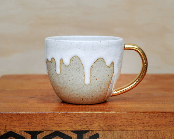 SEAFOAM MUG - GOLD HANDLE - SANDY CLAY - S/M/L