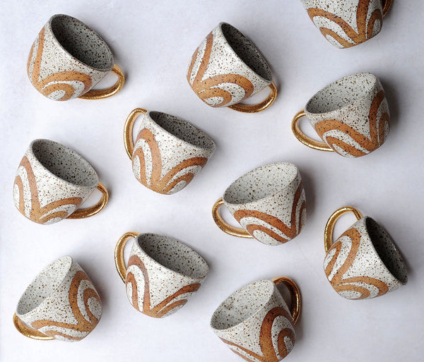 RAINBOW MUG - GOLD HANDLE - SPECKLED CLAY - S/M/L