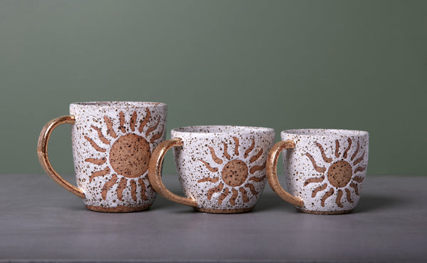 SOL MUG - GOLD HANDLE - SPECKLED CLAY - S/M/L
