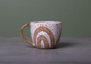 RAINBOW MUG - GOLD HANDLE - SPECKLED CLAY - S/M/L