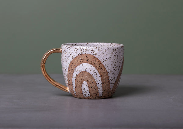 RAINBOW MUG - GOLD HANDLE - SPECKLED CLAY - S/M/L