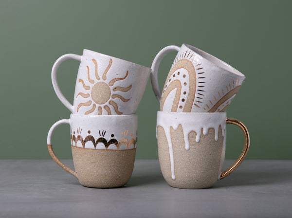 SEAFOAM MUG - GOLD HANDLE - SANDY CLAY - S/M/L