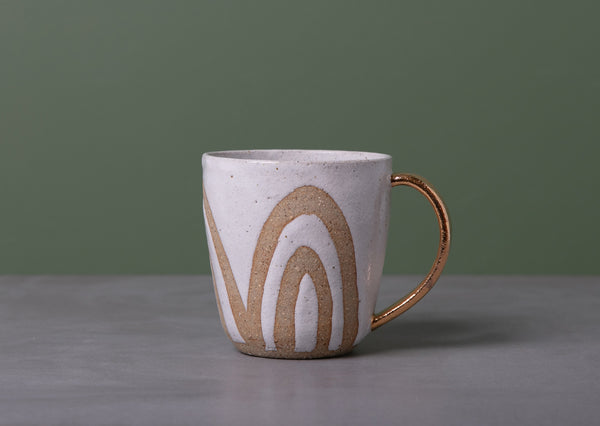 RAINBOW MUG - GOLD HANDLE - SANDY CLAY - S/M/L