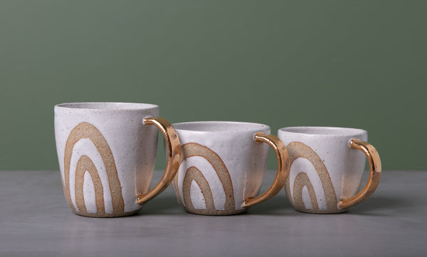 RAINBOW MUG - GOLD HANDLE - SANDY CLAY - S/M/L
