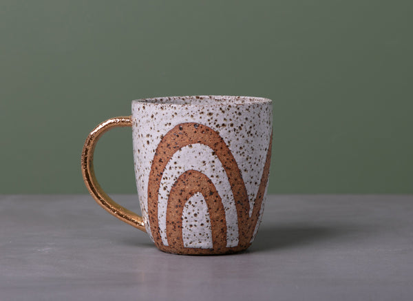 RAINBOW MUG - GOLD HANDLE - SPECKLED CLAY - S/M/L