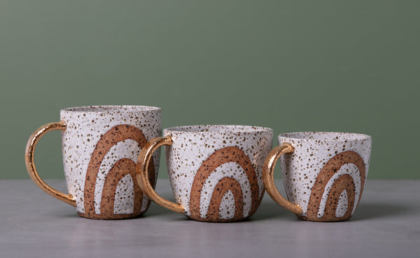 RAINBOW MUG - GOLD HANDLE - SPECKLED CLAY - S/M/L