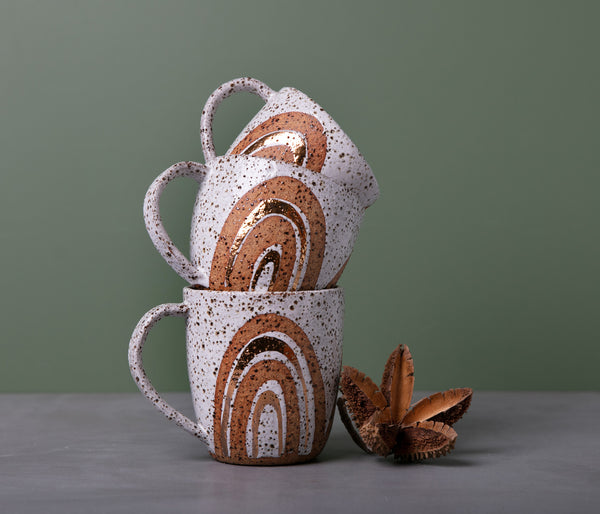 GOLD RAINBOW MUG  - SPECKLED CLAY - S/M/L