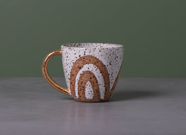 RAINBOW MUG - GOLD HANDLE - SPECKLED CLAY - S/M/L