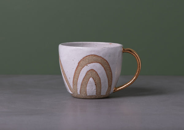 RAINBOW MUG - GOLD HANDLE - SANDY CLAY - S/M/L