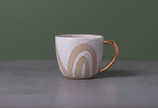 RAINBOW MUG - GOLD HANDLE - SANDY CLAY - S/M/L