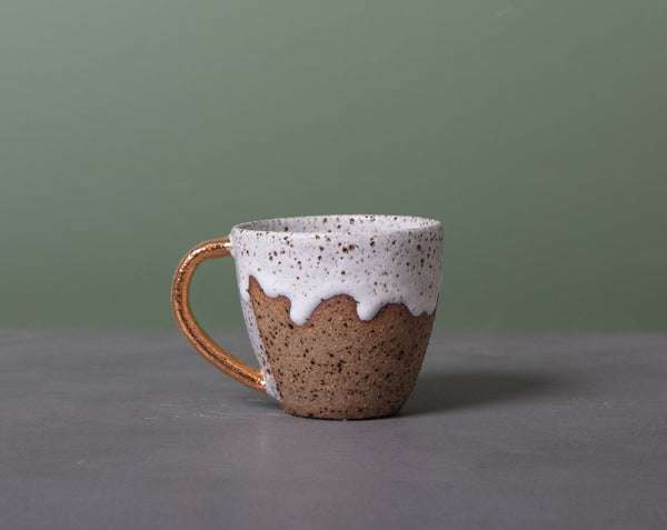 DRIBBLE MUG - SPECKLED CLAY - GOLD HANDLE - S/M/L