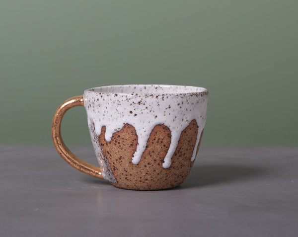 DRIBBLE MUG - SPECKLED CLAY - GOLD HANDLE - S/M/L