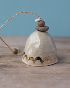 GOLD RAINBOW BELL - SALT & PEPPER CLAY - CLEAR GLAZE
