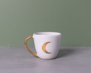 CRESCENT MOON MUG - GOLD HANDLE - SANDY CLAY - S/M/L