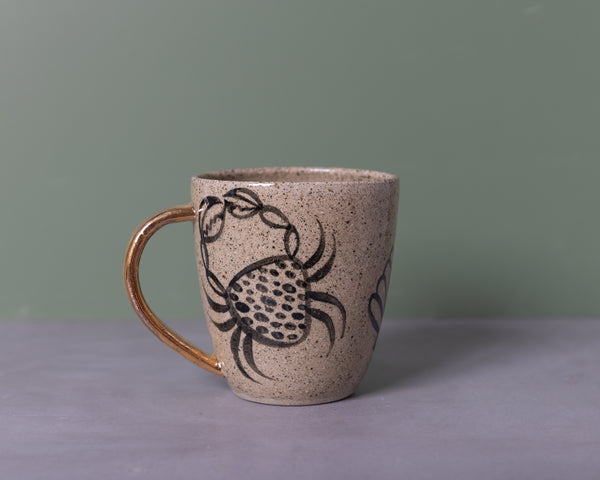 SEASCAPE MUG - GOLD HANDLE - SANDY CLAY - S/M/L