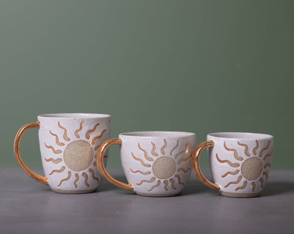SOL MUG - GOLD HANDLE - SANDY CLAY - S/M/L