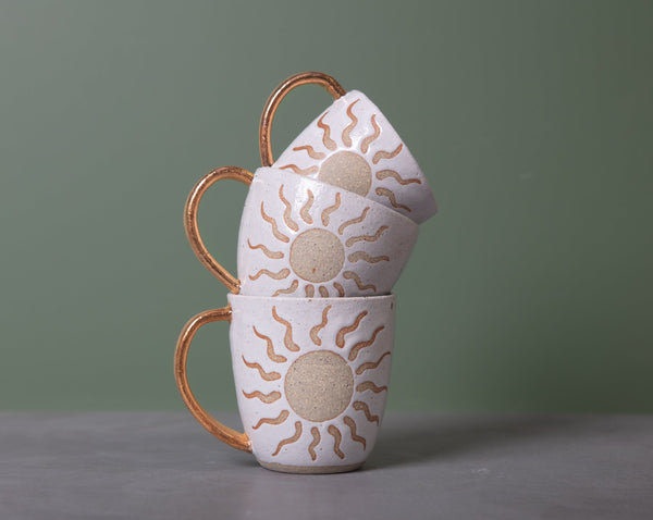 SOL MUG - GOLD HANDLE - SANDY CLAY - S/M/L