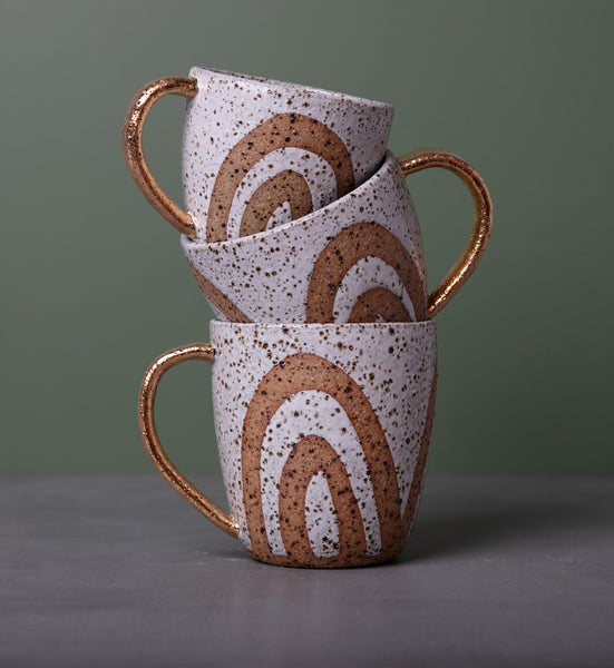 RAINBOW MUG - GOLD HANDLE - SPECKLED CLAY - S/M/L