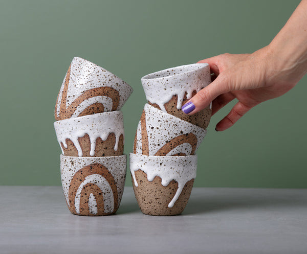 DRIBBLE CUP - HANDLESS - SPECKLED CLAY - SMALL