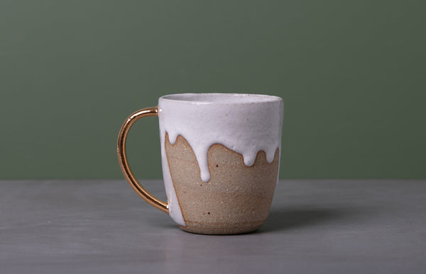 SEAFOAM MUG - GOLD HANDLE - SANDY CLAY - S/M/L