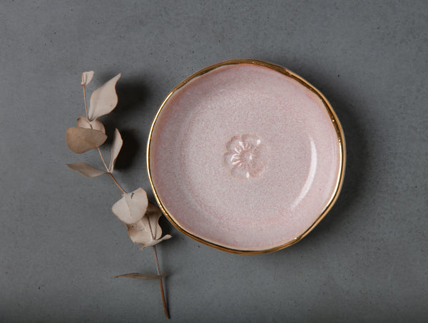 FLOWER BOWL - WHITE CLAY - PINK OPAL GLAZE