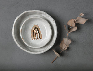 GOLD RAINBOW BOWL - SANDY CLAY