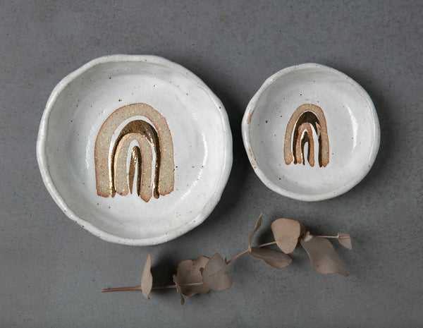 GOLD RAINBOW BOWL - SANDY CLAY