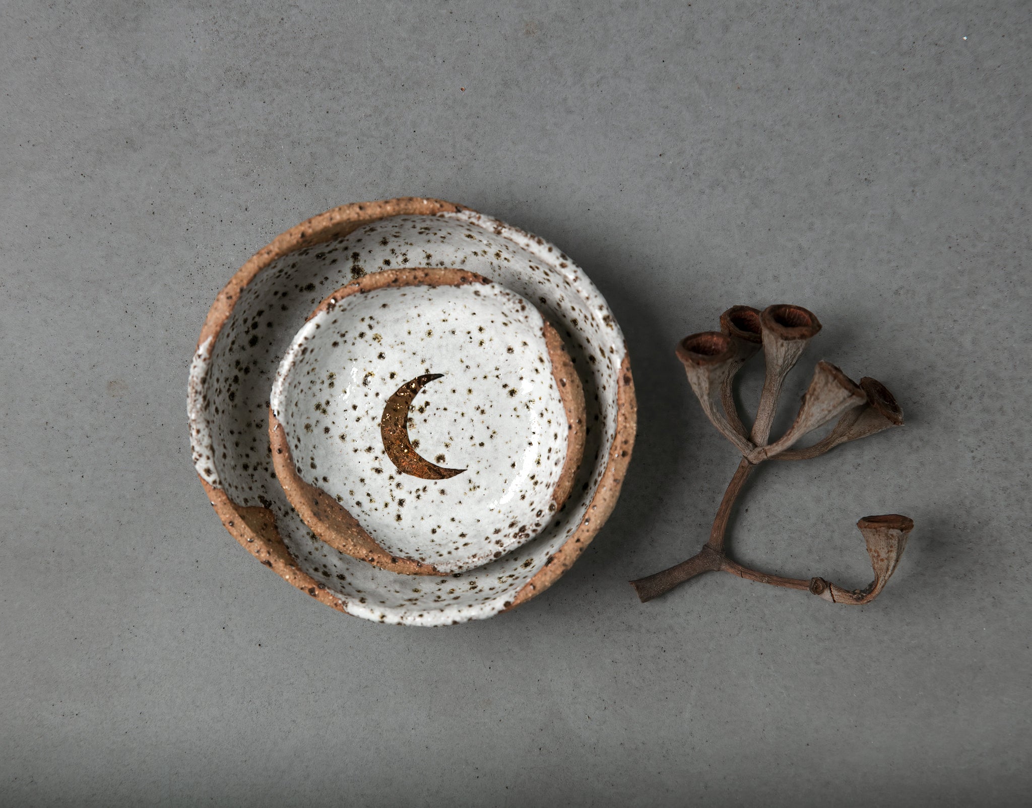 CRESCENT MOON BOWL - SPECKLED CLAY