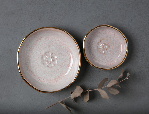 FLOWER BOWL - WHITE CLAY - PINK OPAL GLAZE