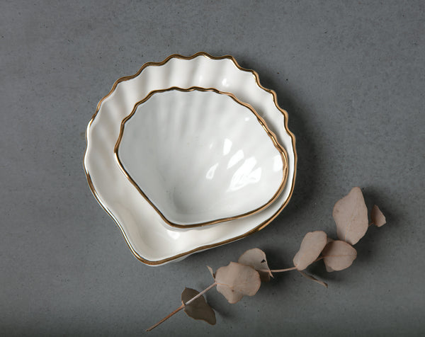 COCKLE SHELL BOWL - WHITE CLAY - SMALL/MEDIUM