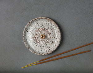 SUN MANDALA INCENSE HOLDER - SPECKLED CLAY