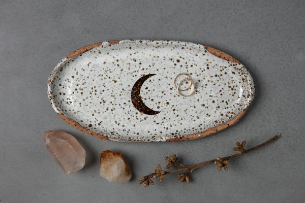 CRESCENT MOON PLATE - SPECKLED CLAY