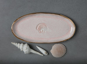 SCALLOP SHELL PLATE - WHITE CLAY - OPAL PINK GLAZE
