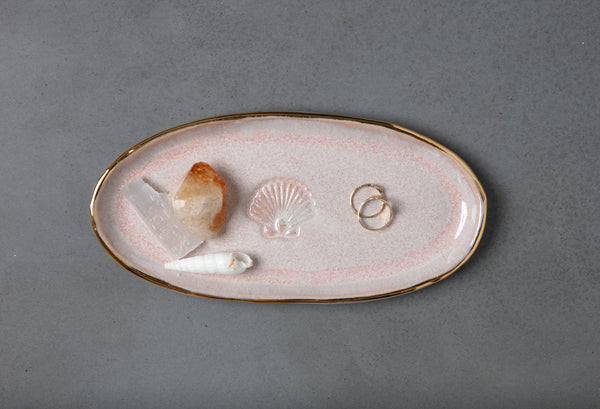SCALLOP SHELL PLATE - WHITE CLAY - OPAL PINK GLAZE