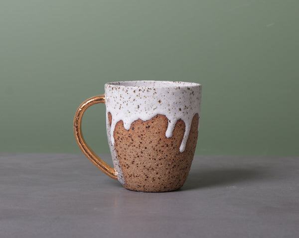 DRIBBLE MUG - SPECKLED CLAY - GOLD HANDLE - S/M/L